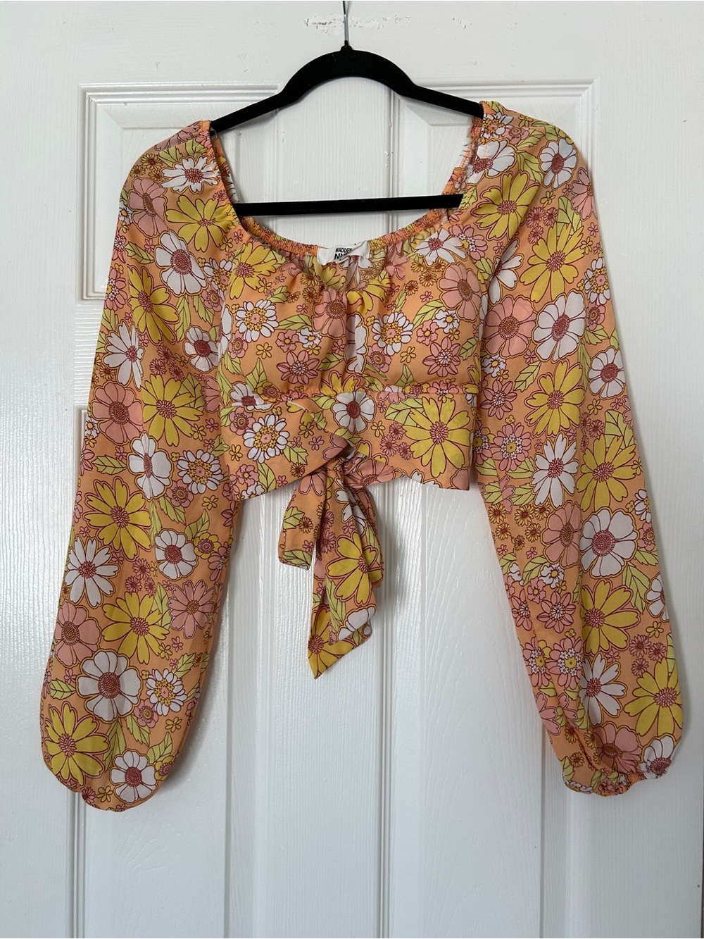 Madden NYC floral crop top tie back hippie 70’s